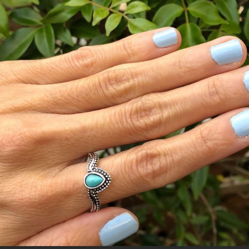 Turquoise Boho Stackable Ring - image 1